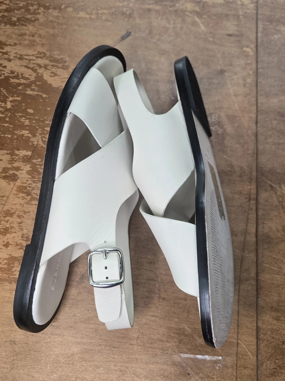 Everlane The City Crossover Sandal Parchment Cream Leather Sz 8.5